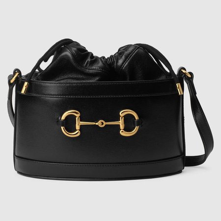 black leather Gucci 1955 Horsebit bucket bag | GUCCI® US