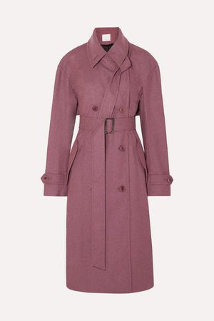 Double-breasted Felt Trench Coat - Plum