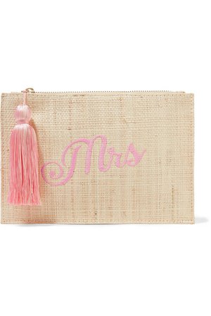 Kayu | Mrs embroidered woven straw pouch | NET-A-PORTER.COM