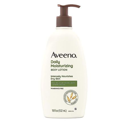Amazon.com : Aveeno Daily Moisturizer, Body Lotion, For Dry Skin, Prebiotic Oat Fragrance Free, 18 fl. oz, Pack of 1 : Body Lotions : Beauty & Personal Care