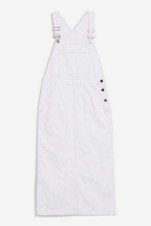 White Denim Midi Pinafore Dress | Topshop
