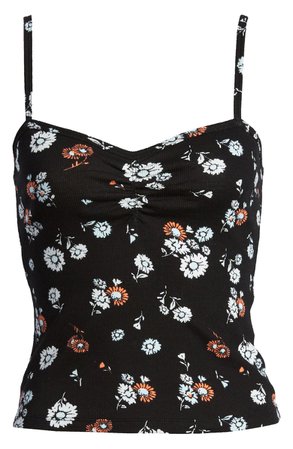 BP. Cinch Front Floral Stretch Cotton Camisole | Nordstrom