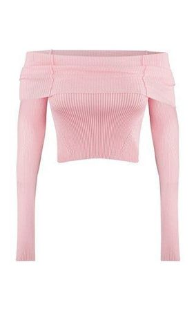 off shoulder pink sweater