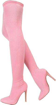 pink thigh high sock heels