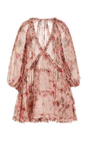Cassia Frill-Trimmed Georgette Mini Dress By Zimmermann | Moda Operandi