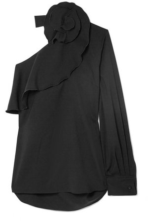 Oscar de la Renta | One-shoulder ruffled stretch-silk blouse | NET-A-PORTER.COM