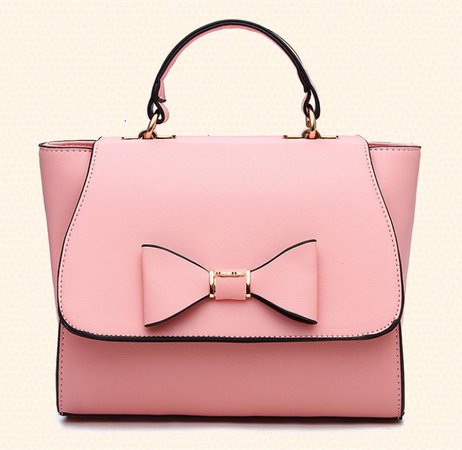 Pink Purse With Bow Candy Color Bags Pink Leather Bags For Women Bows on Luulla