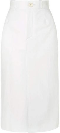Leather Midi Skirt - White