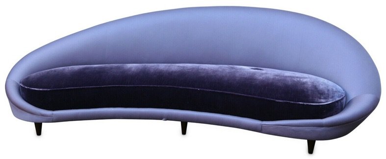 ICO PARISI Purple Silk Comma Sofa
