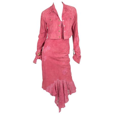 Christian Dior Dress and Jacket - pink suede For Sale at 1stdibs