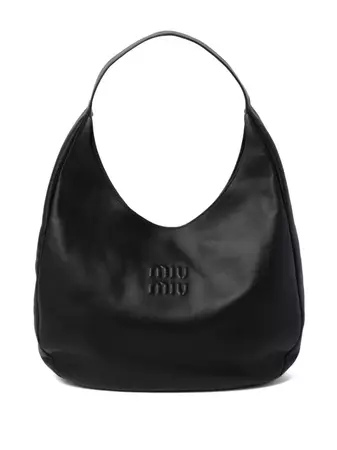 Miu Miu logo-debossed Leather Tote Bag - Farfetch
