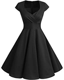 Amazon.com: GownTown Womens Dresses Party Dresses 1950s Vintage Dresses Swing Stretchy Dresses, Black, Large: Clothing