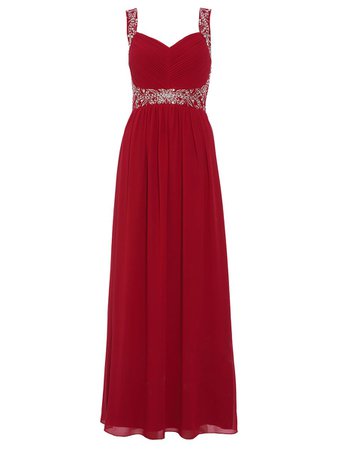 Raspberry Chiffon Embellished Maxi Dress - Quiz Clothing