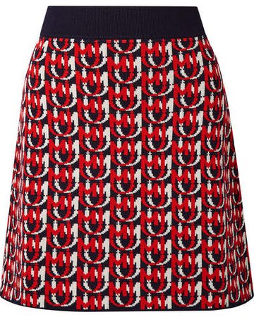 Wool-blend Jacquard-knit Mini Skirt - Red
