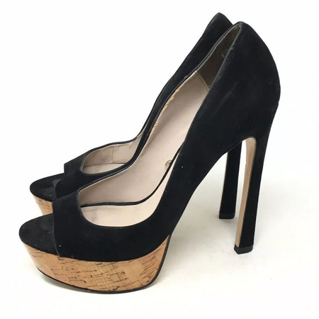 black peep toe heels