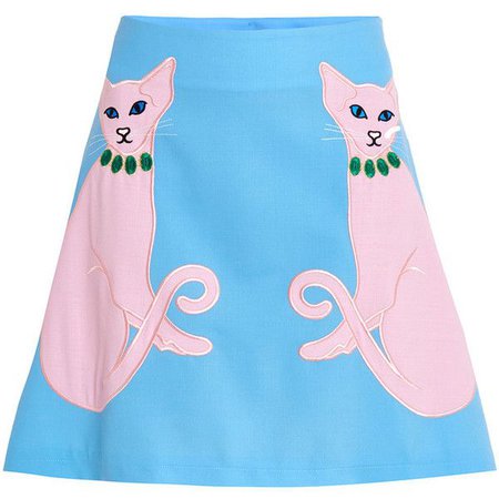 vivetta cats blue pink skirt