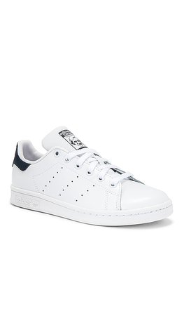 adidas Originals Stan Smith Sneaker in White & Dark Blue | REVOLVE