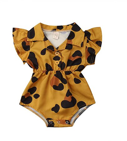 Amazon.com: Toddler Newborn Infant Baby Girl Ruffle Blouse Romper Summer Cute Short Jumpsuit Clothes (Mustard Yellow(Leopard), 0-3 Months): Clothing