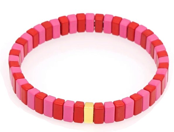 pink and red enamel bracelet