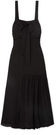 Cutout Silk Maxi Dress - Black