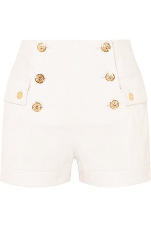 Balmain | Button-embellished denim shorts | NET-A-PORTER.COM