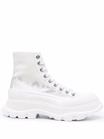 Shop Alexander McQueen high-top leather sneakers with Express Delivery - FARFETCH