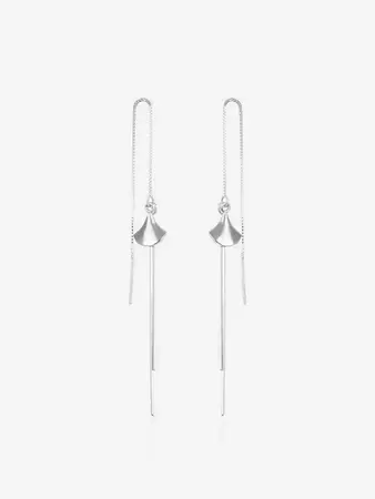 S925 Silver Chains Fan Shape Drop Earrings Jackets In SILVER | ZAFUL 2024
