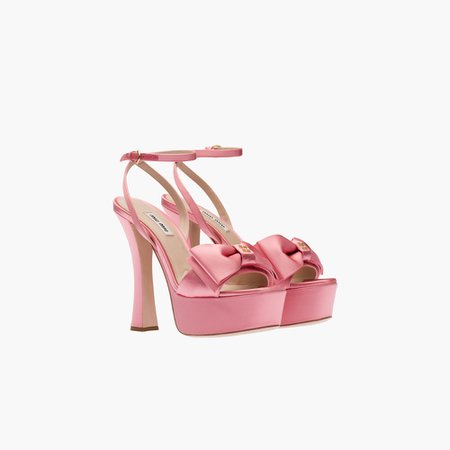 Satin platform sandals Geranium pink | Miu Miu
