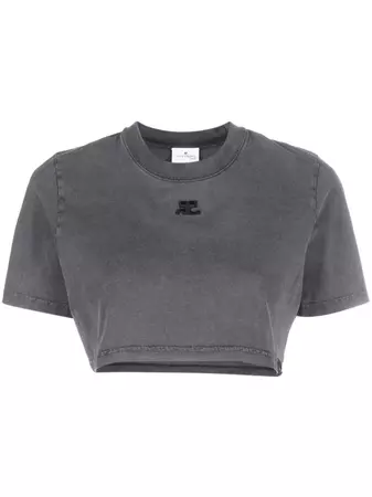 Courrèges embroidered-logo Crop Top - Farfetch