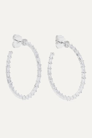 Silver Silver-tone cubic zirconia hoop earrings | Kenneth Jay Lane | NET-A-PORTER
