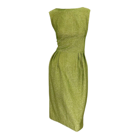 1960s vintage metallic chartreuse dress