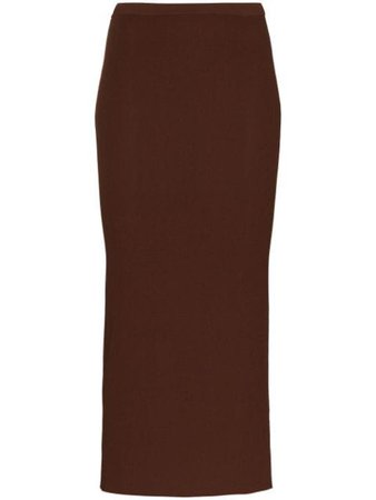 Brown Totême Espera ribbed-knit midi skirt - Farfetch