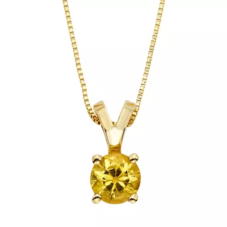 The Regal Collection Yellow Sapphire 14k Gold Pendant Necklace