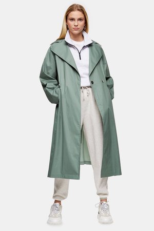 Sage Pleated Back Trench