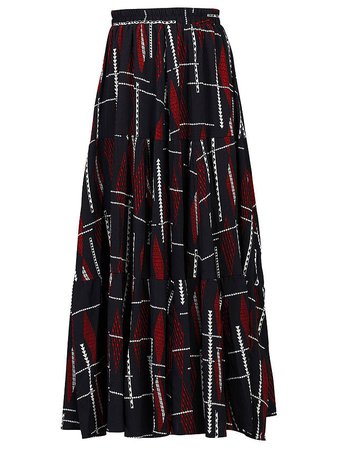 Jolie Moi Tiered Maxi Skirt, Black/Red at John Lewis & Partners
