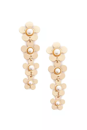Tiered Floral Faux Pearl Drop Earrings | Forever 21