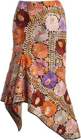 Tom Ford Asymmetric Embroidered Cotton Midi Skirt