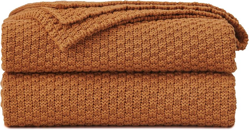 Amazon.com: Longhui bedding Burnt Orange Knitted Throw Blanket for Couch, Soft, Cozy Machine Washable 100% Cotton Sofa Knit Blankets, Heavy 4.0lb Weight, 60 x 80 Inches, Laundry Bag Included : Home & Kitchen
