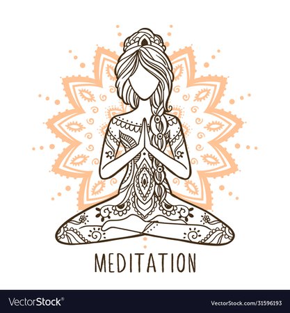 Yoga girl with a mandala stay home and do yoga Vector Image