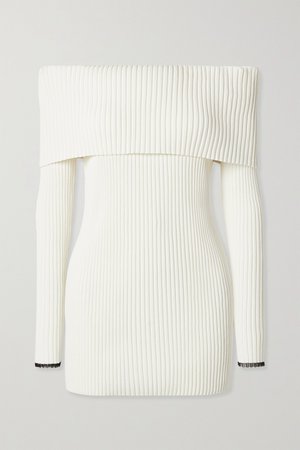 Off-white Off-the-shoulder ribbed-knit sweater | Proenza Schouler | NET-A-PORTER