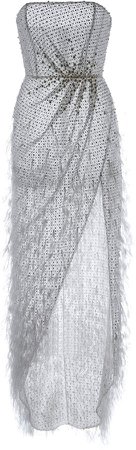 Ralph & Russo Bead And Feather-Embellished Maxi Dress Size: 34