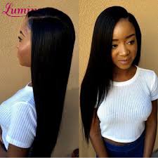long straight black hair with middle part