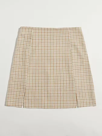 Plaid Split Skirt | ROMWE USA