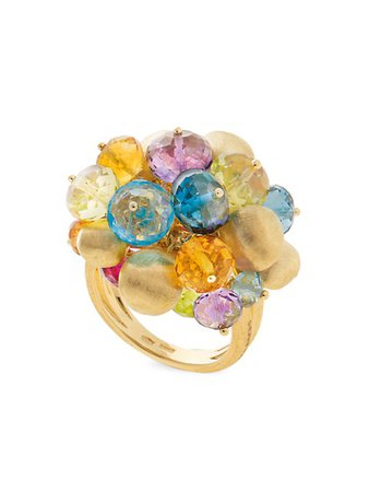 Marco Bicego Africa 18K Yellow Gold & Multicolor Gemstone Cluster Ring | SaksFifthAvenue