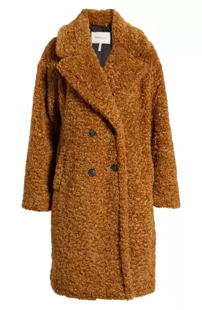 BCBGeneration Double Breasted Faux Fur Teddy Coat | Nordstrom