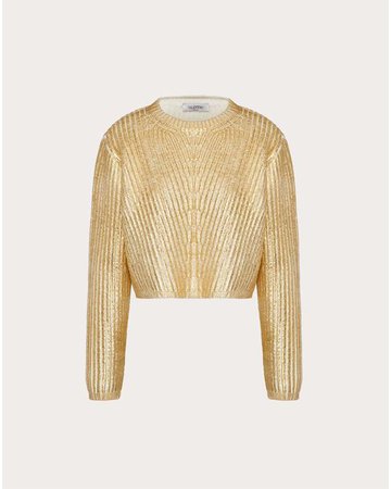 Valentino Gold Wool Sweater in Metallic - Lyst