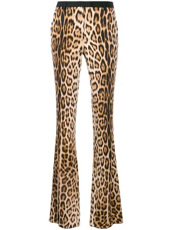 Roberto Cavalli Leopard Print Flared Trousers