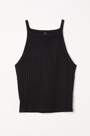 Ribbed strappy top - Black - | H&M GB