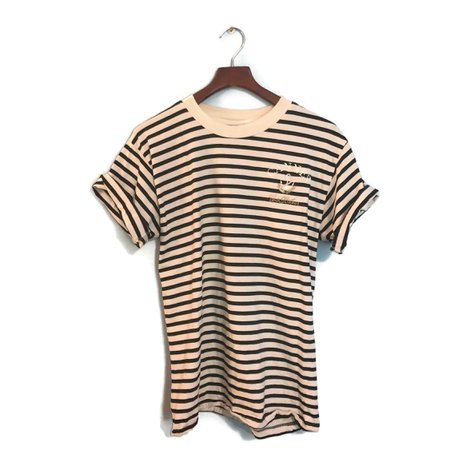 Vintage 1990's Black and Off-White Striped T-Shirt Cote