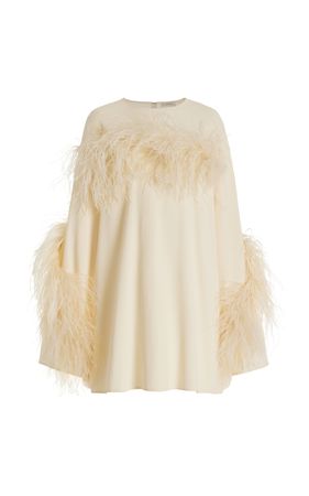 Feather-Trimmed Silk-Crepe Mini Shift Dress By Lapointe | Moda Operandi